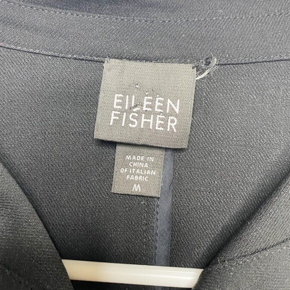 Eileen Fisher Wool Button Up Long Sleeve Blouse Pockets Size Medium - Picture 7 of 9